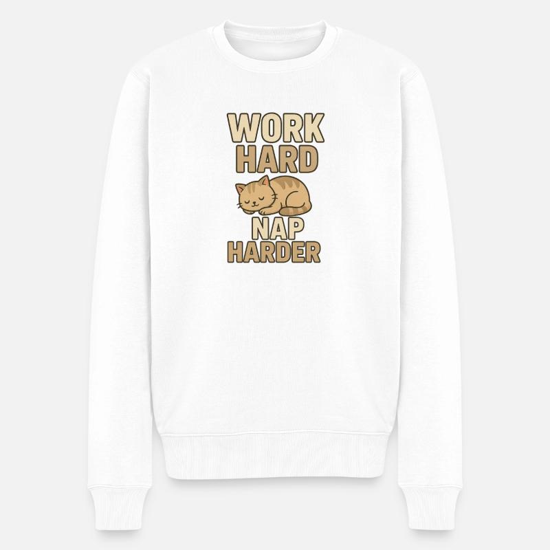 Hart arbeiten, härter schlafen - Männer Premium Bio Pullover - Weiß