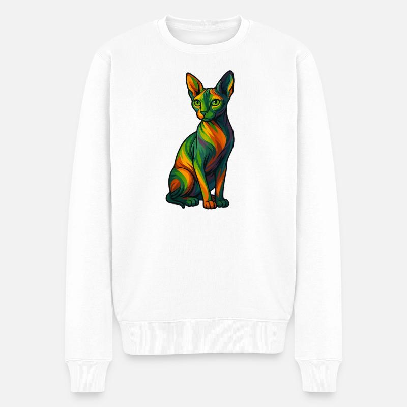 Sphynx - Männer Premium Bio Pullover - Weiß