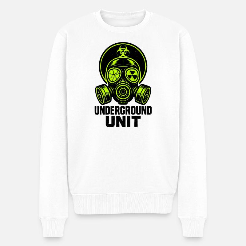 Underground Unit - masque à gaz - Pull Premium bio Homme - blanc