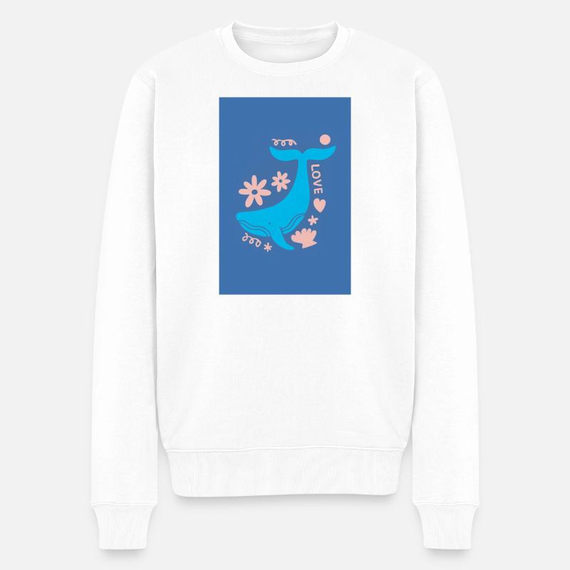 Queue de baleine Floral Love - Pull Premium bio Homme - blanc