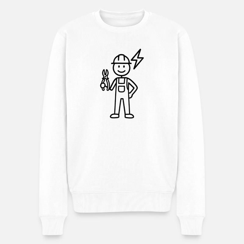 Elektriker Strichmännchen - Männer Premium Bio Pullover - Weiß