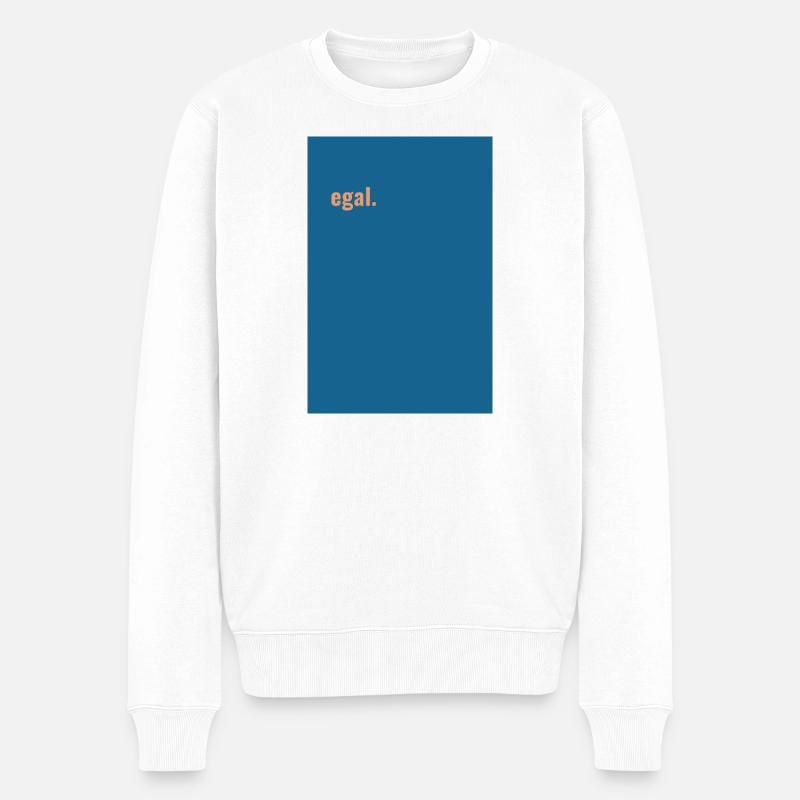 Egal. Blau-Peach Minimalismus - Männer Premium Bio Pullover - Weiß