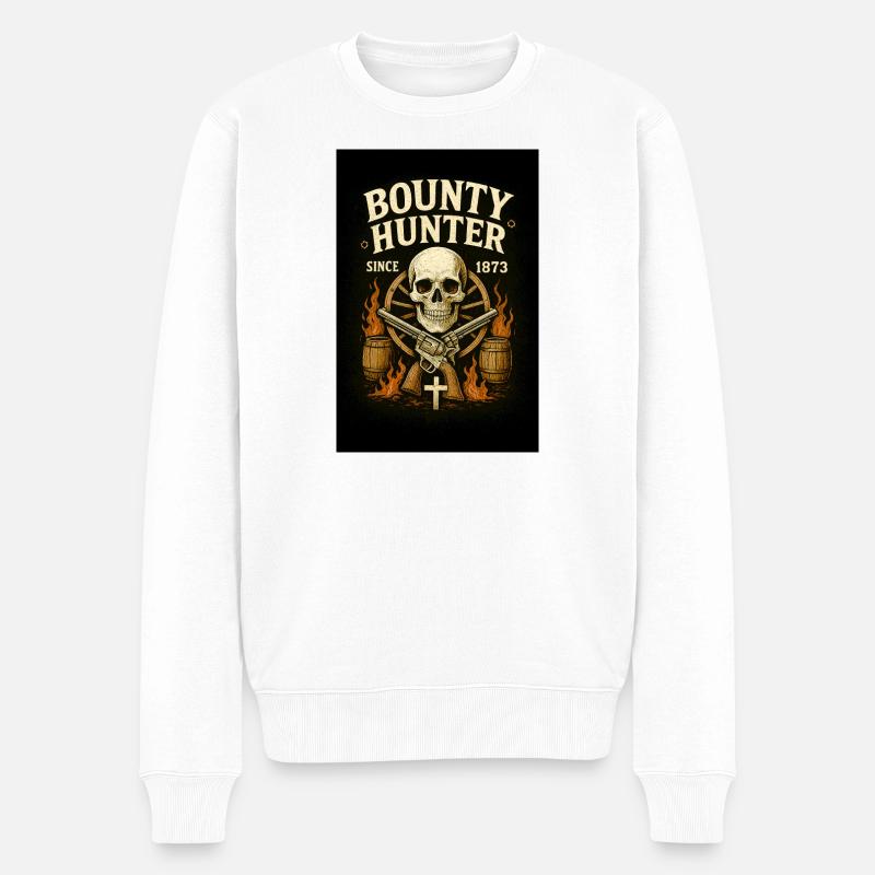 Kopfgeldjäger Skelett Western - Männer Premium Bio Pullover - Weiß