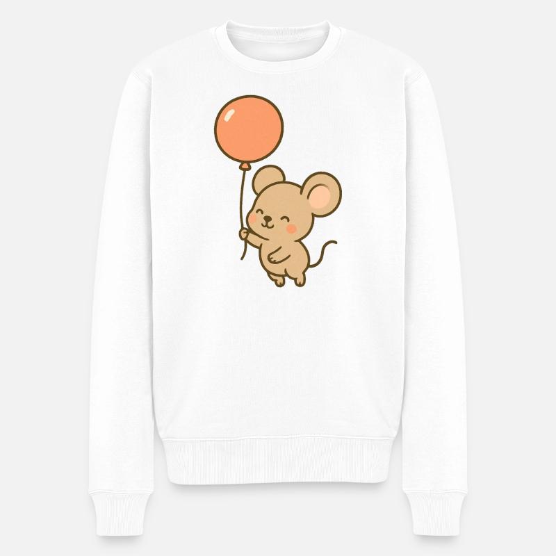 Ballon-Maus Laune - Männer Premium Bio Pullover - Weiß
