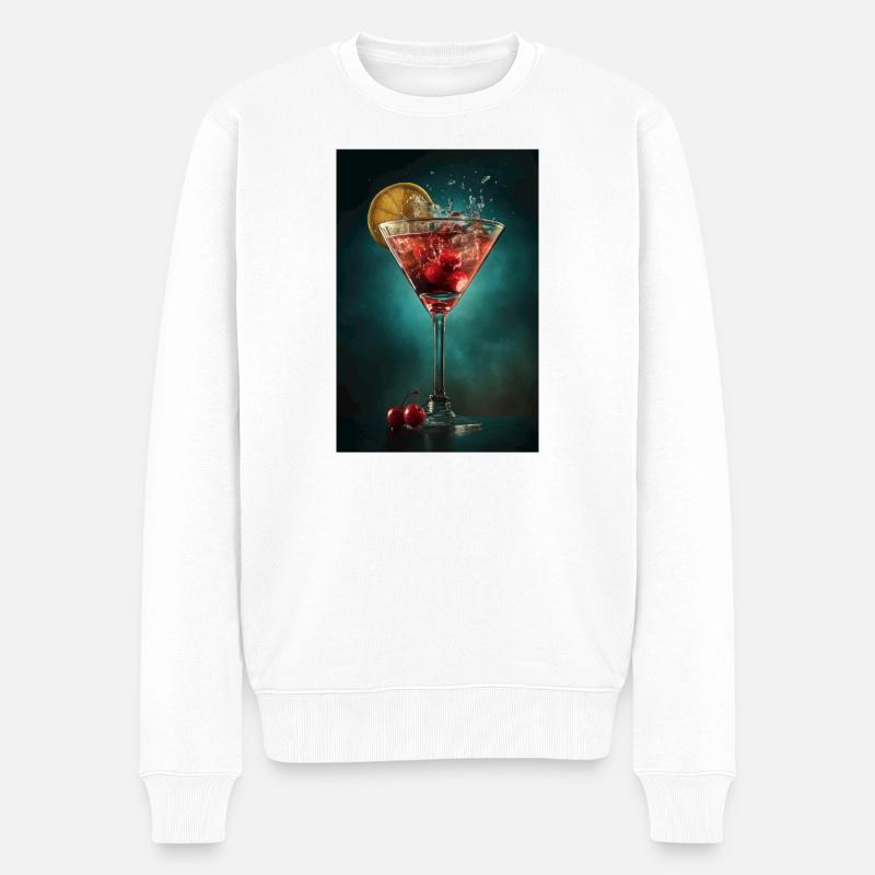 Purpurroter Kirsch-Martini-Spritzer - Männer Premium Bio Pullover - Weiß