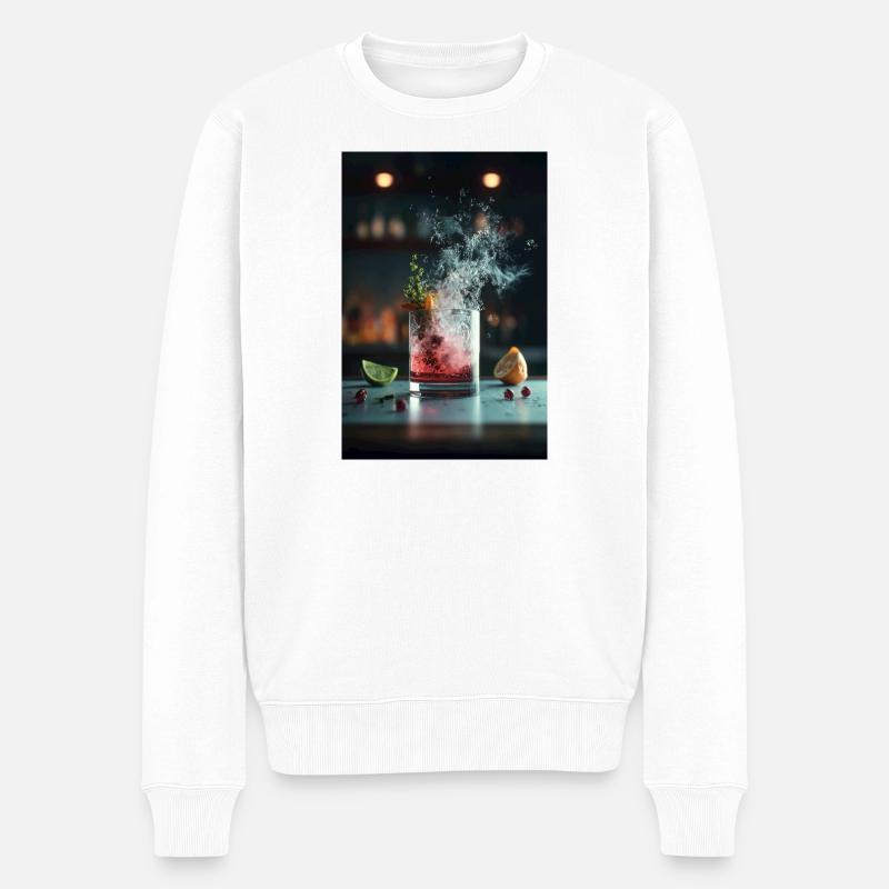 Crimson Splash Cocktail - Männer Premium Bio Pullover - Weiß