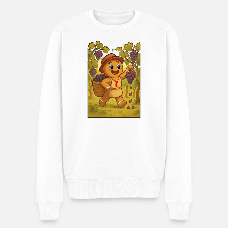 Lebkuchen-Mannele-Pflücker. Elsass - Männer Premium Bio Pullover - Weiß