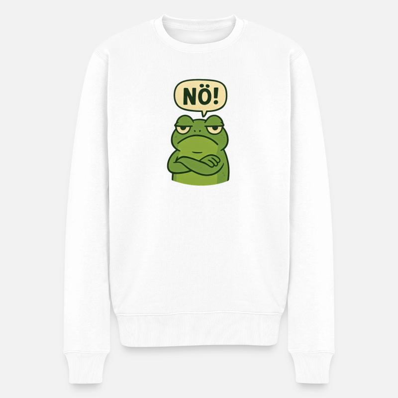 Bevor du fragst Nein lustiges süßes Frosch Design - Männer Premium Bio Pullover - Weiß