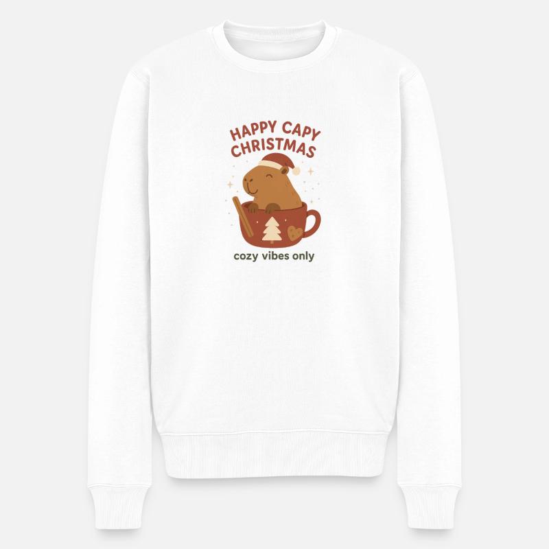 Capybara Christmas - Männer Premium Bio Pullover - Weiß