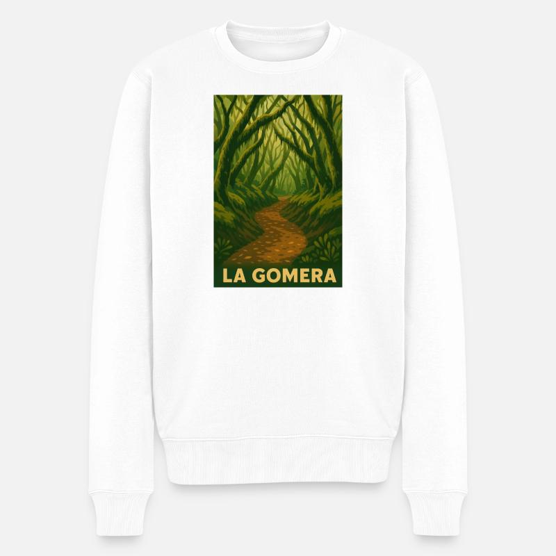 Nebelwald Gomera - Männer Premium Bio Pullover - Weiß