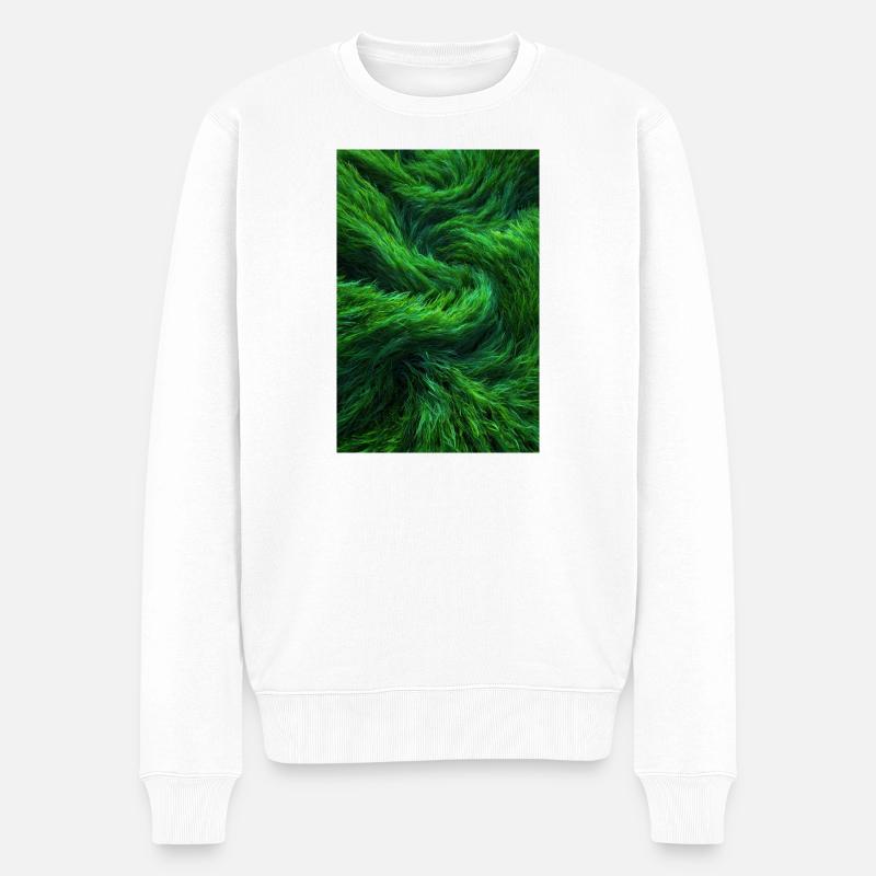 Smaragdgrüne Fellwirbel - Männer Premium Bio Pullover - Weiß