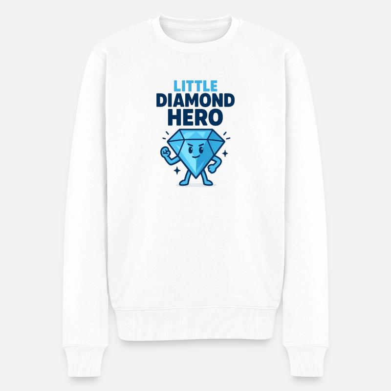 Kleiner Diamant Held - Männer Premium Bio Pullover - Weiß