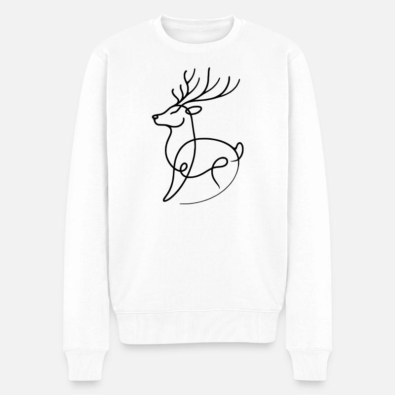 Hirsch – Modernes Linien-Design - Männer Premium Bio Pullover - Weiß