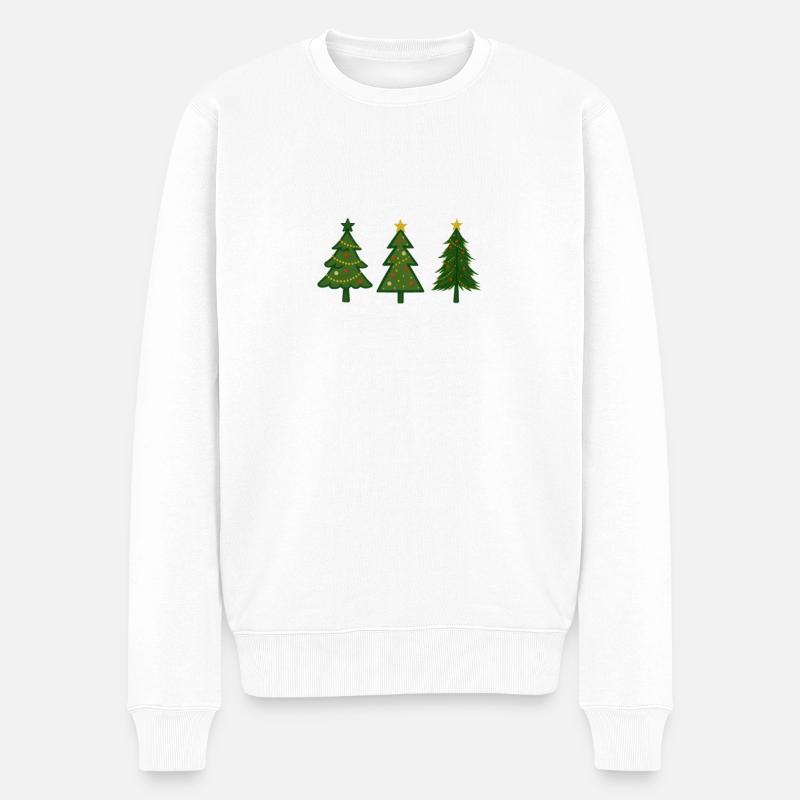Weihnachtsbaum Christbaum Tannenbaum - Männer Premium Bio Pullover - Weiß