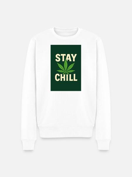 Stay Chill Cannabis Leaf - Men's Premium Organic Jumper - white