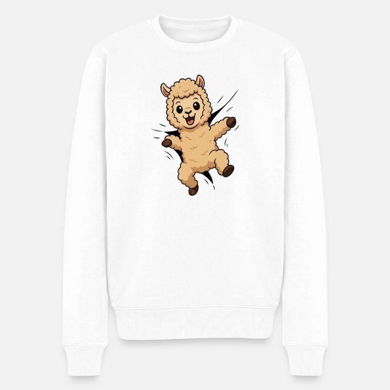 Süßes Comic Alpaka – Kinder & Tierliebhaber - Männer Premium Bio Pullover - Weiß