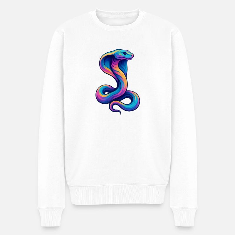 Farbene Schlange in Neonpalette - Männer Premium Bio Pullover - Weiß