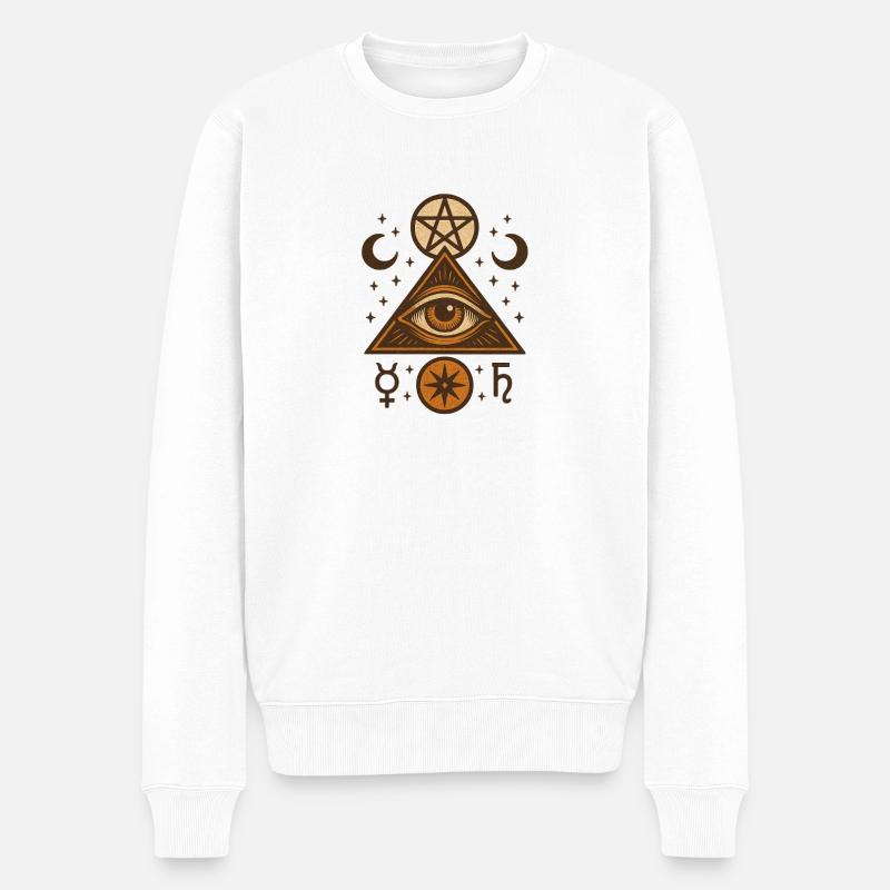 Auge im Dreieck Sternenamulet - Männer Premium Bio Pullover - Weiß