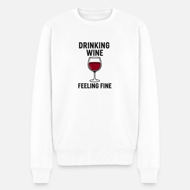 Drinking_Wine_ _Feeling_Fine - Pull Premium bio Homme - blanc