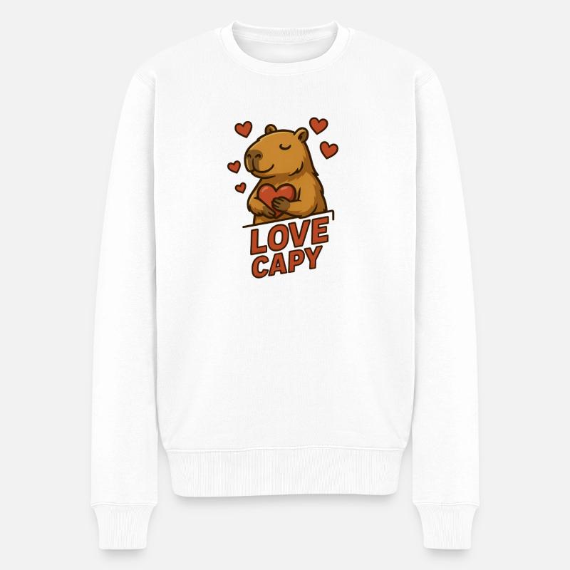 Love Capy – Cute Capybara Heart Shirt 💖
 - Männer Premium Bio Pullover - Weiß
