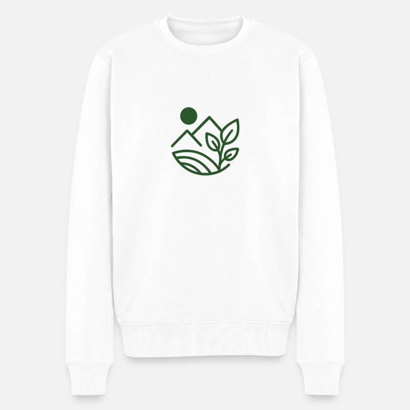 Horizon Vert Montagnes et Feuilles - Pull Premium bio Homme - blanc