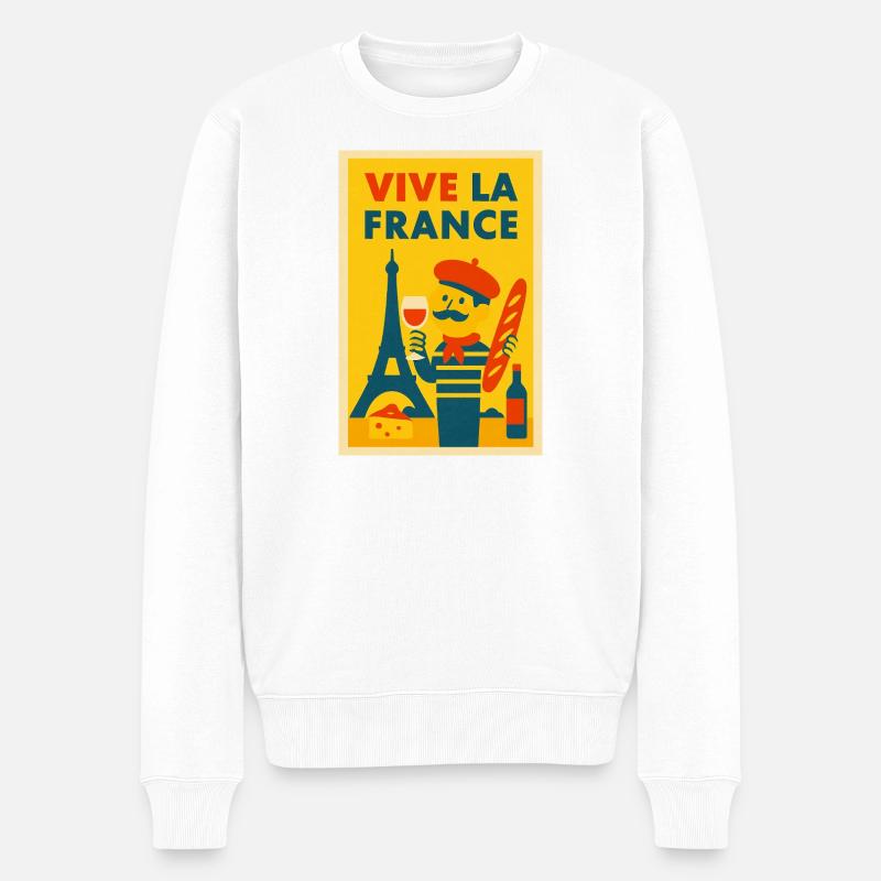 Vive La France Illustration - Männer Premium Bio Pullover - Weiß