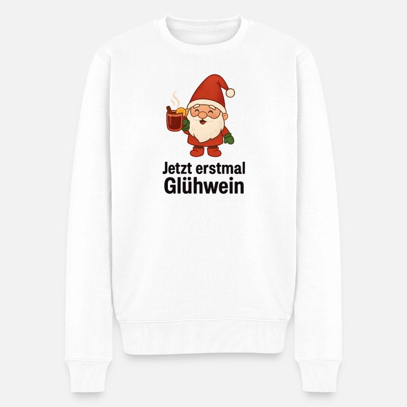 Glühwein Wichtel - Männer Premium Bio Pullover - Weiß