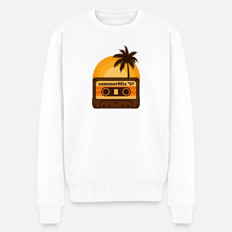 Kassette Sonnenuntergang Tape  - Männer Premium Bio Pullover - Weiß
