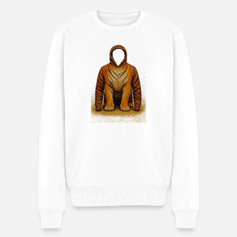 Tiger Hoodie Illustration - Männer Premium Bio Pullover - Weiß