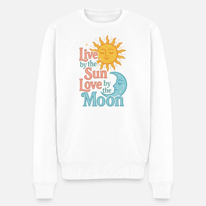 Sun Moon Harmony Zitat - Männer Premium Bio Pullover - Weiß