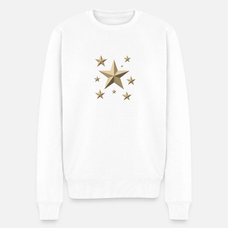 Galaxie des étoiles dorées - Pull Premium bio Homme - blanc