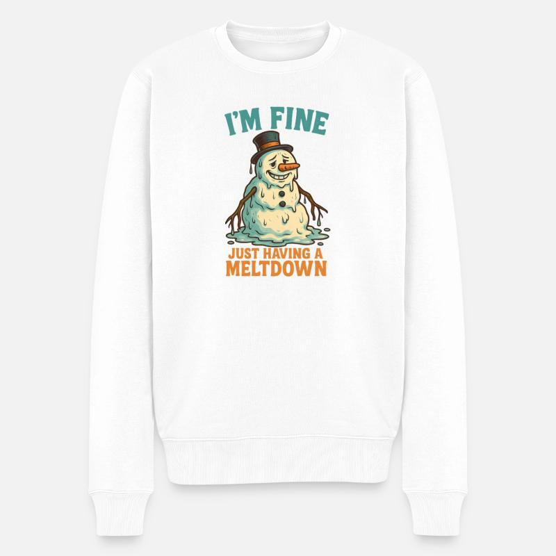 Schmelzender Schneemann I'm fine - Männer Premium Bio Pullover - Weiß