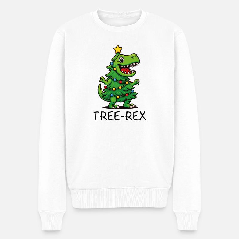 Tree-Rex – Dino de dessins animés mignons - Pull Premium bio Homme - blanc