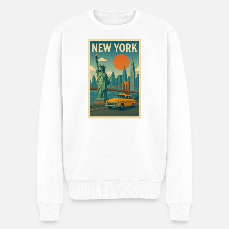 New York Retro City Reiseplakat - Männer Premium Bio Pullover - Weiß