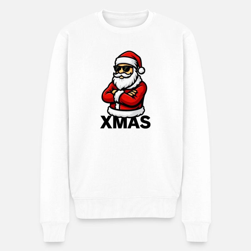 Cooler Weihnachtsmann Cartoon - Männer Premium Bio Pullover - Weiß