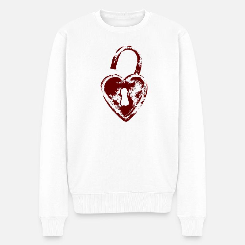 Rotes Herzschloss Liebesdesign - Männer Premium Bio Pullover - Weiß