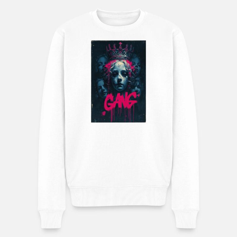 Neon-Königin-Graffiti-Krone - Männer Premium Bio Pullover - Weiß