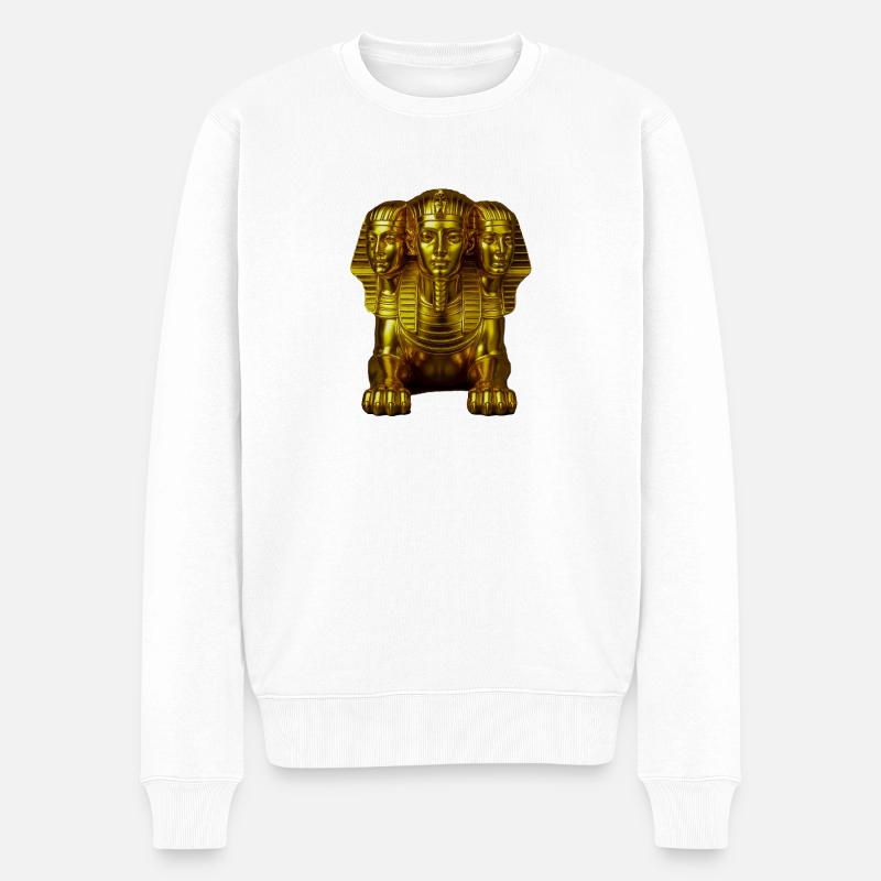 Goldene Dreiköpfige Sphinx - Männer Premium Bio Pullover - Weiß