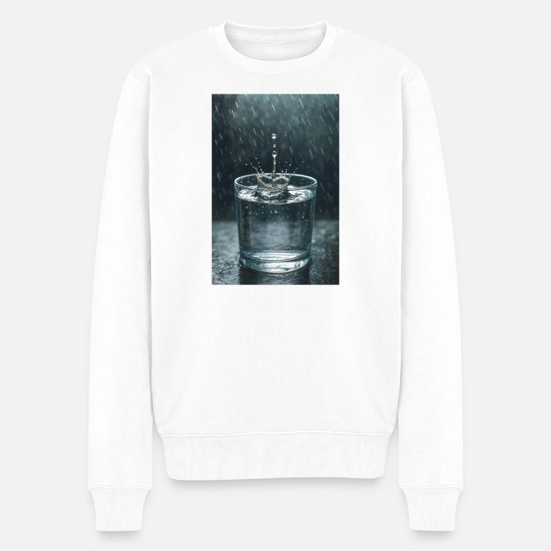 Wasserkrone im Regen - Männer Premium Bio Pullover - Weiß