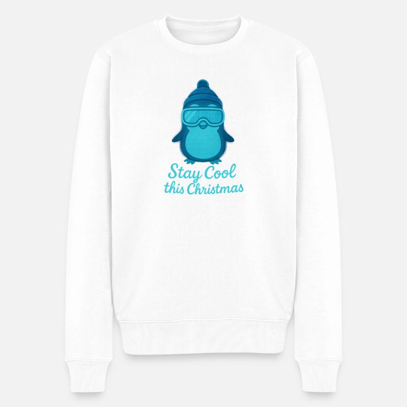 Stay Cool Weihnachts Pinguin - Männer Premium Bio Pullover - Weiß