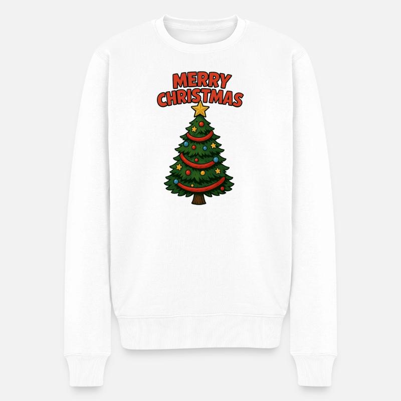 Merry Christmas Comicbaum - Männer Premium Bio Pullover - Weiß