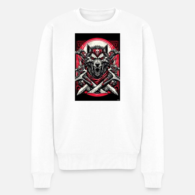Guerrier Loup Pourpre avec des Lames - Pull Premium bio Homme - blanc