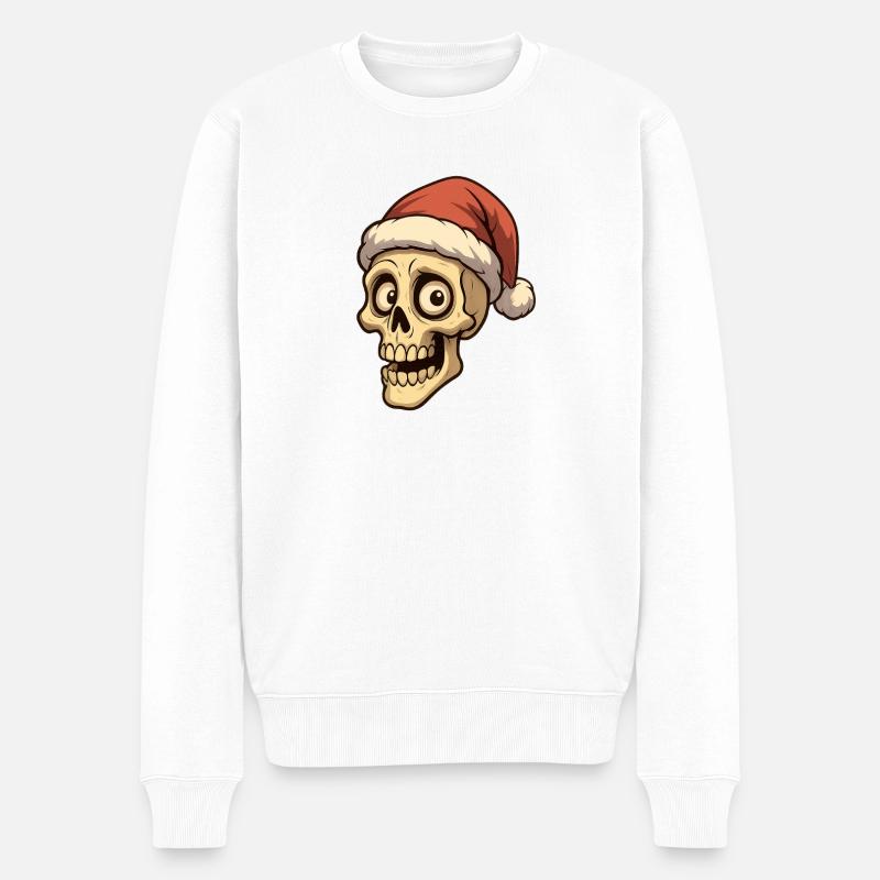 Weihnachtsmann-Weihnachtsschädel - Männer Premium Bio Pullover - Weiß