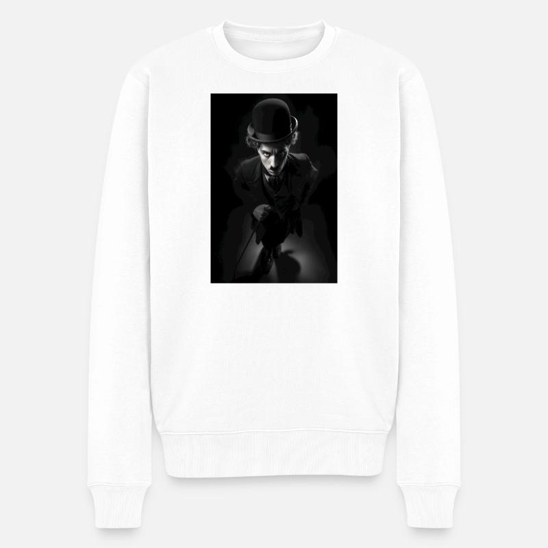 Mitternachtsherr mit Zylinder - Männer Premium Bio Pullover - Weiß