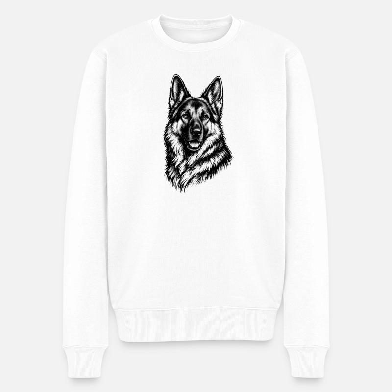 Schäferhund Illustration – Kunstzeichnung Hund - Männer Premium Bio Pullover - Weiß
