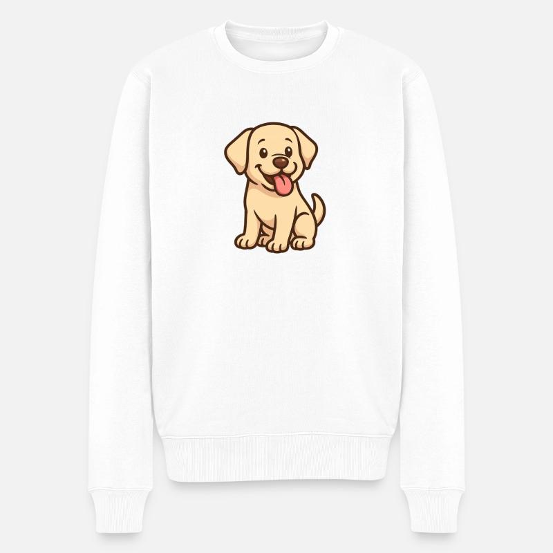 Chiot animé mignon - Pull Premium bio Homme - blanc