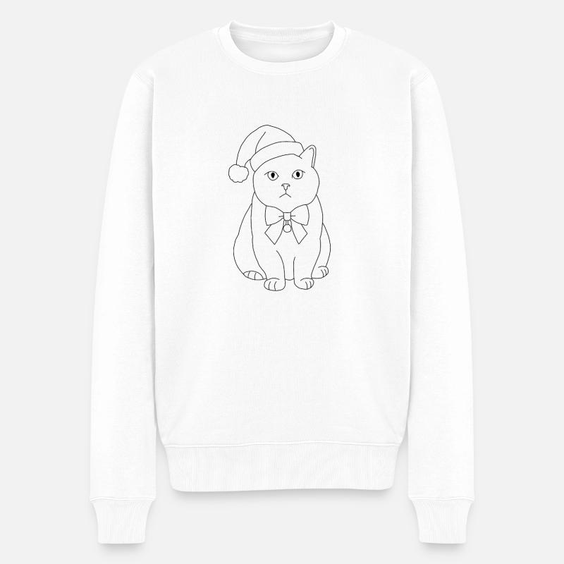 Chat de Noël  - Pull Premium bio Homme - blanc