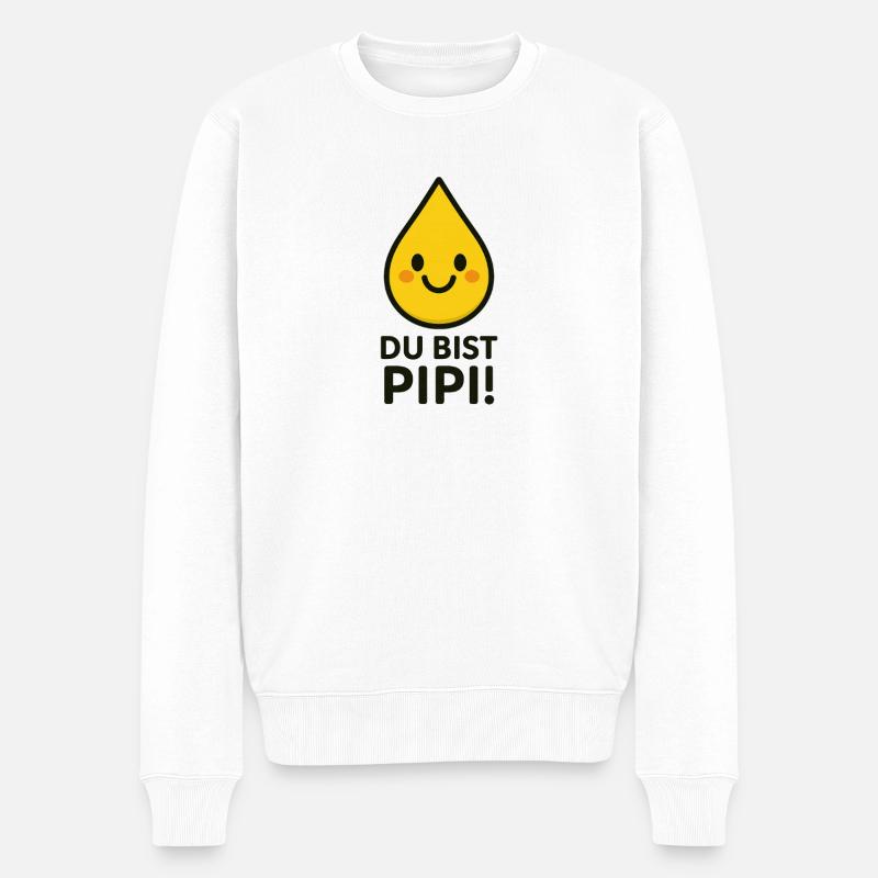 Gelber Tropfen - Männer Premium Bio Pullover - Weiß