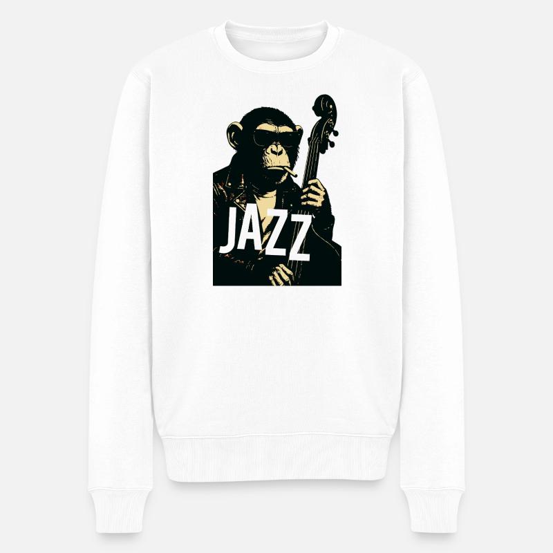Jazz Monkey Noir Tee - Männer Premium Bio Pullover - Weiß