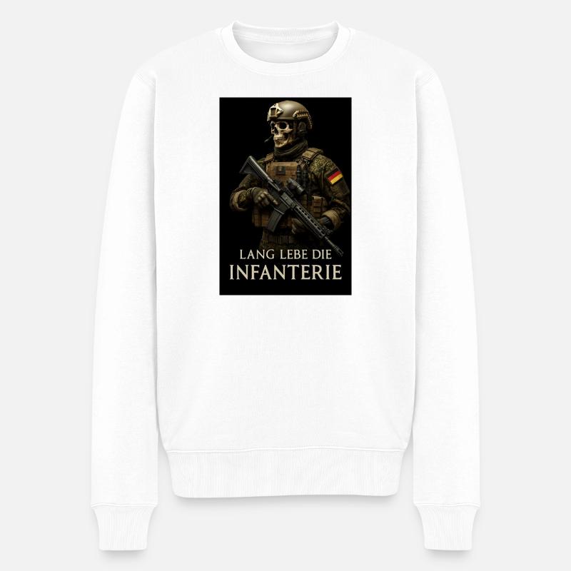 Infanterie Schädel Kriegsheld - Männer Premium Bio Pullover - Weiß
